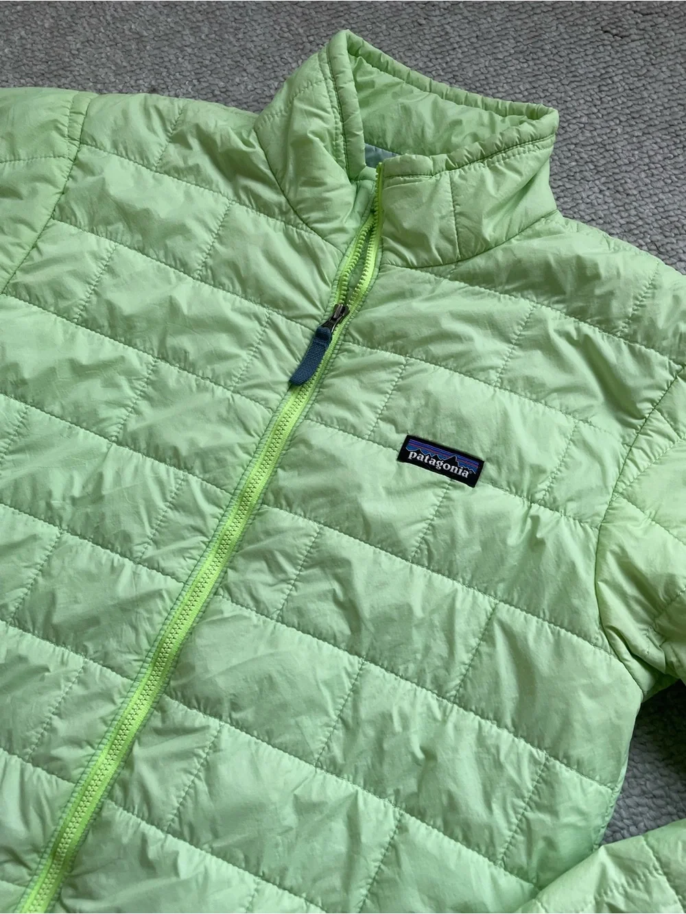 Patagonia Kids Nano Puff Brick Quilted Jacket, Salamander Green, Size XL (14)